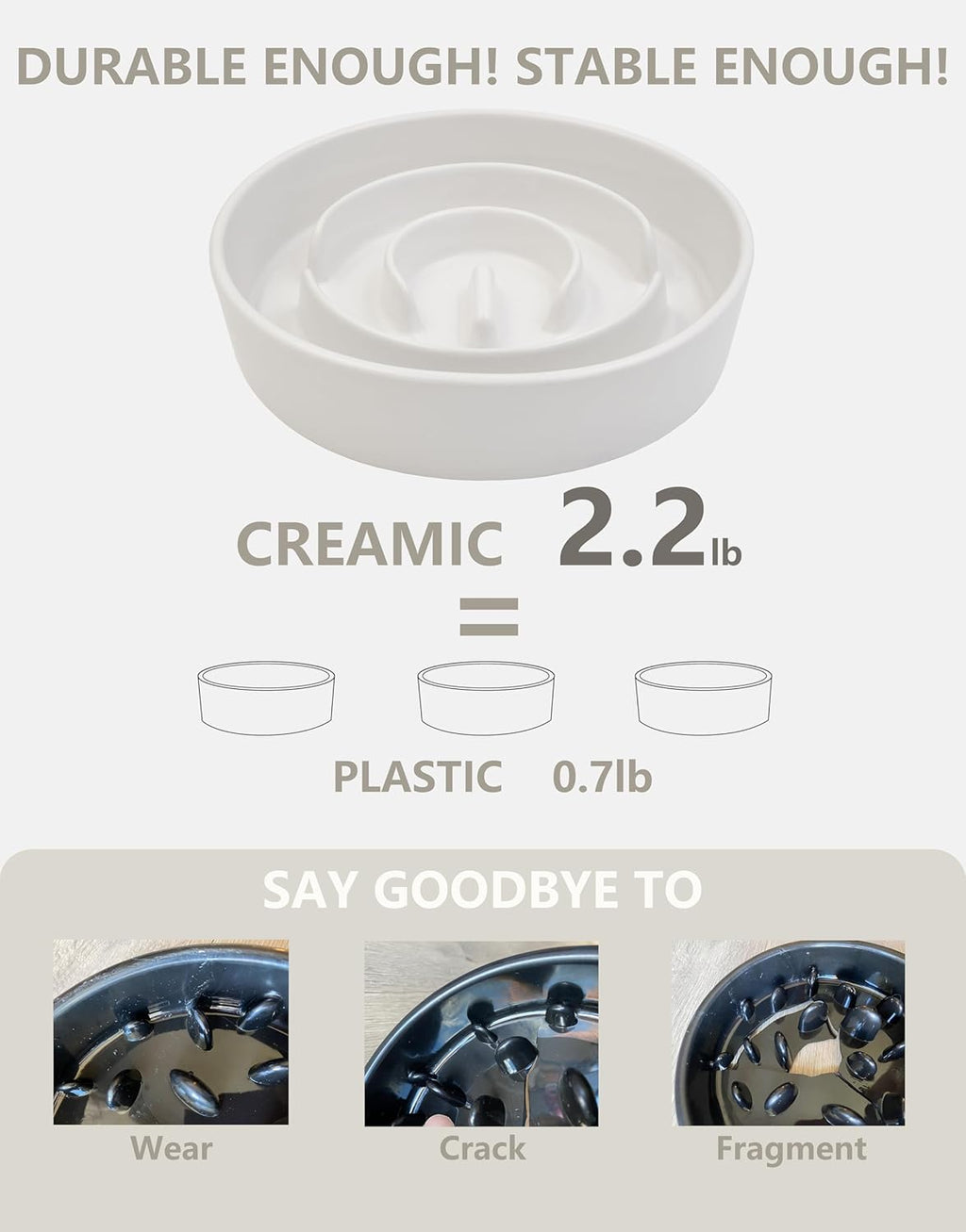 Ceramic Slow Feeder Dog Bowls Elevated, 2.0 Cups Slow Feeder for Medium Dogs, Puzzle Maze Bowl to Slow Down Eating