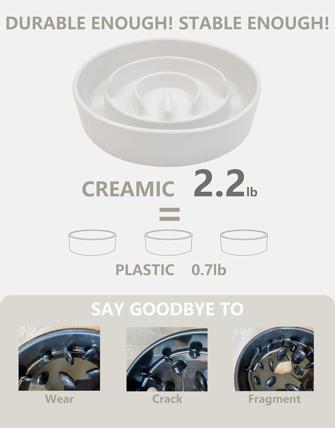 Ceramic Slow Feeder Dog Bowls Elevated, 2.0 Cups Slow Feeder for Medium Dogs, Puzzle Maze Bowl to Slow Down Eating