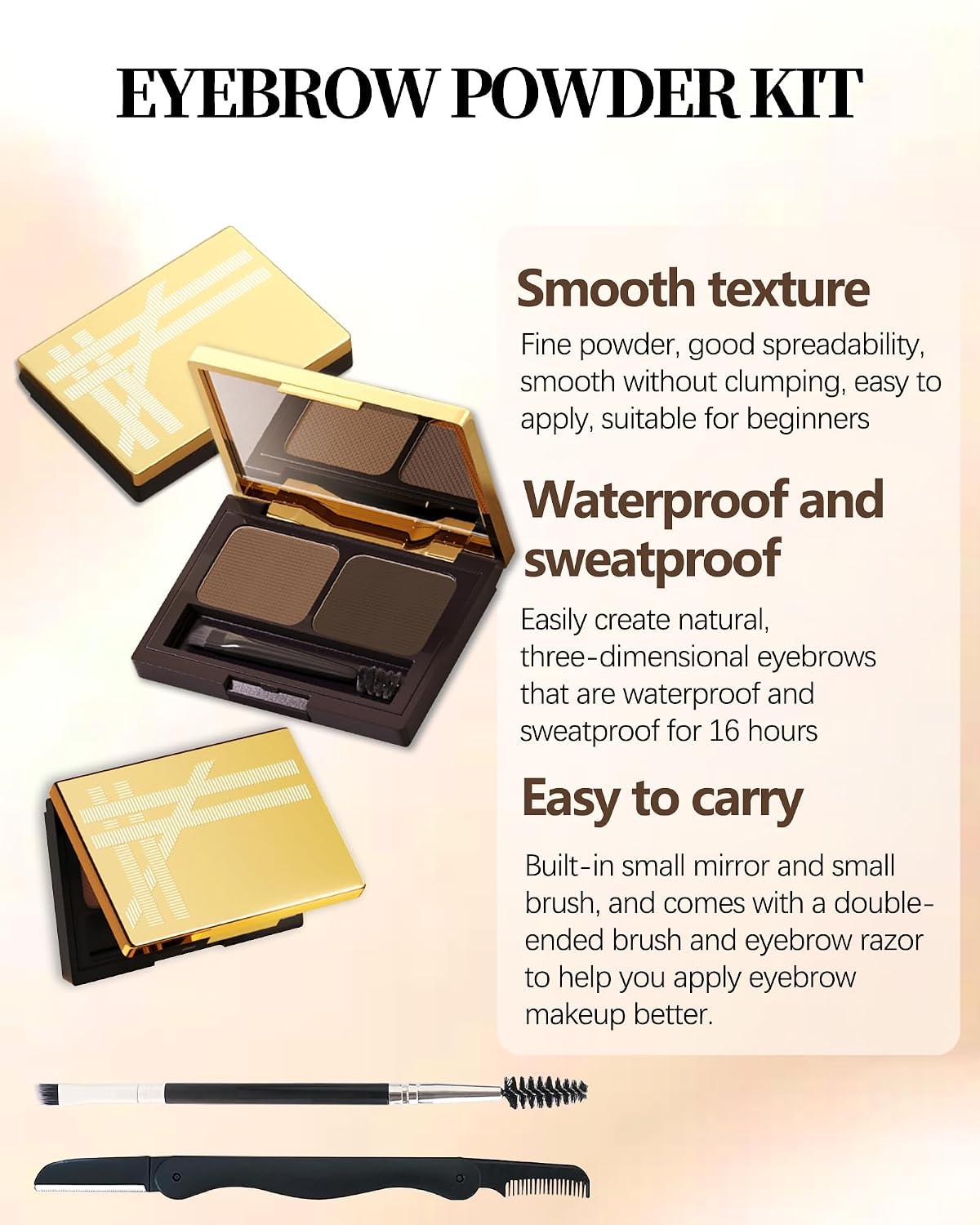 Eyebrow Powder Makeup, Light Dark Brown Eye Brow Tinting Filler for Women