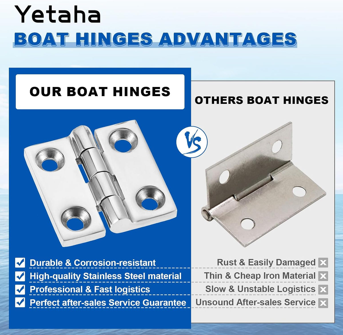 Yetaha Heavy Duty Stainless Steel Marine Grade Boat Hinges
