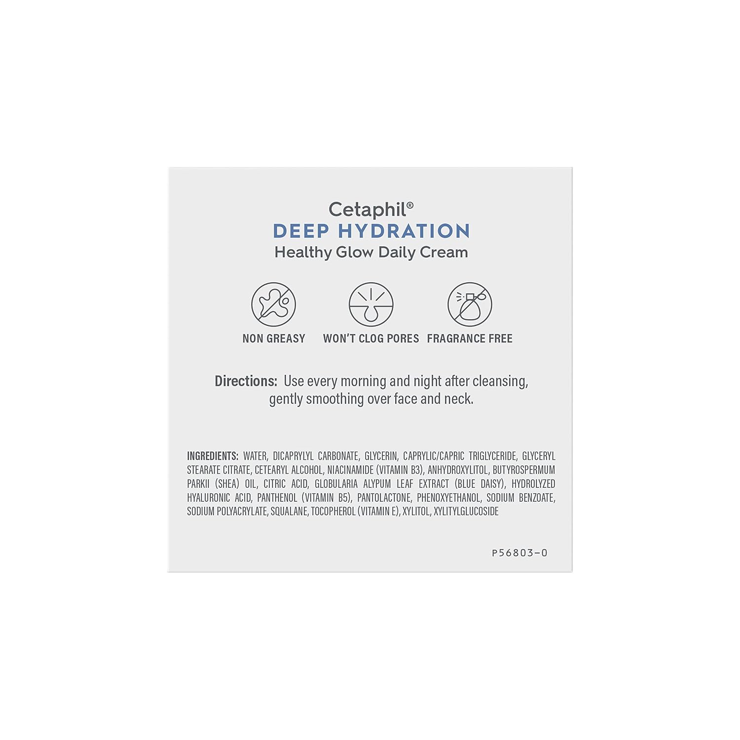 Deep Hydration Face Cream, Dry, Sensitive Skin Care, 1.7oz | 48-Hour Hydration, Hyaluronic Acid, Vitamin E & B5