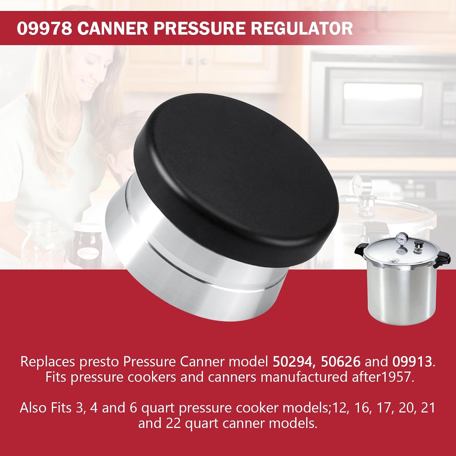 09978 Pressure Cooker Canner Regulator fit for Presto Pressure Cooker Canner Parts 15lb, Pressure canner regulator