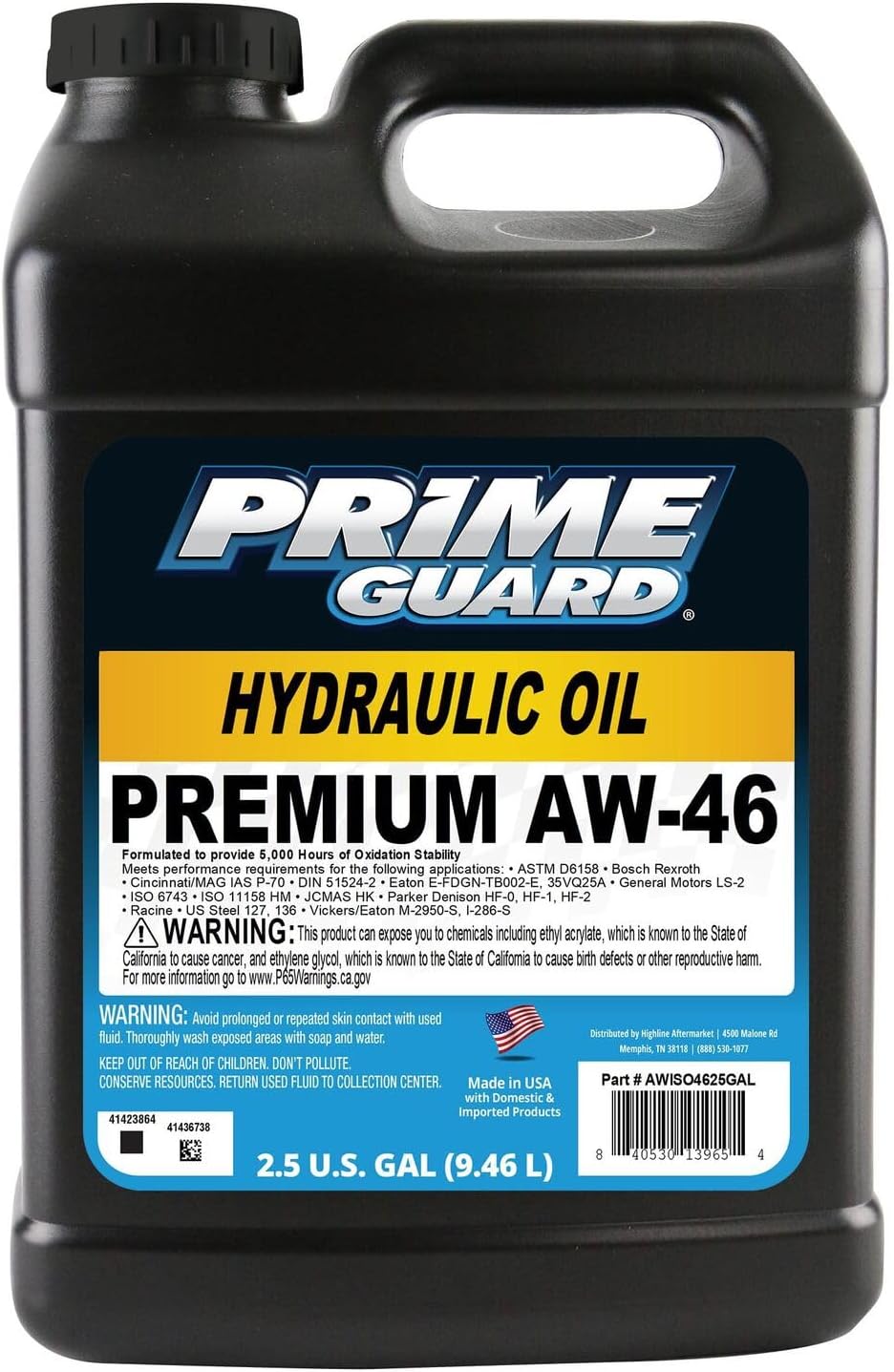 Prime Guard Premium ISO AW-46 Hydraulic Oil - 2.5 Gallon
