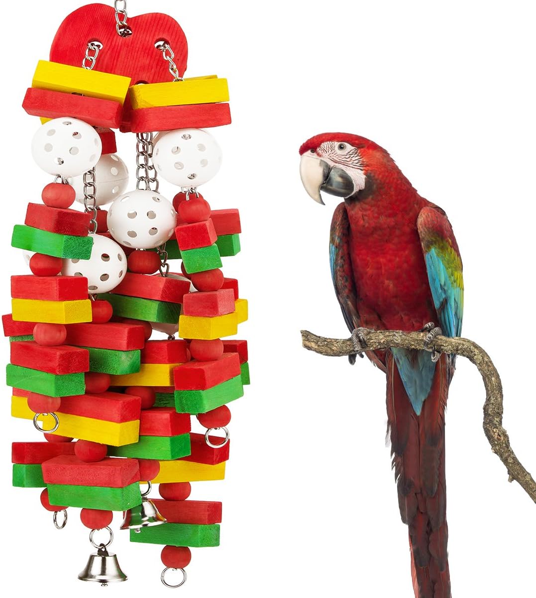 Large Bird Parrot Toys for Cockatoos African Grey Macaws Amazon Parrots | MEWTOGO, Brightly Colored, Appealing to