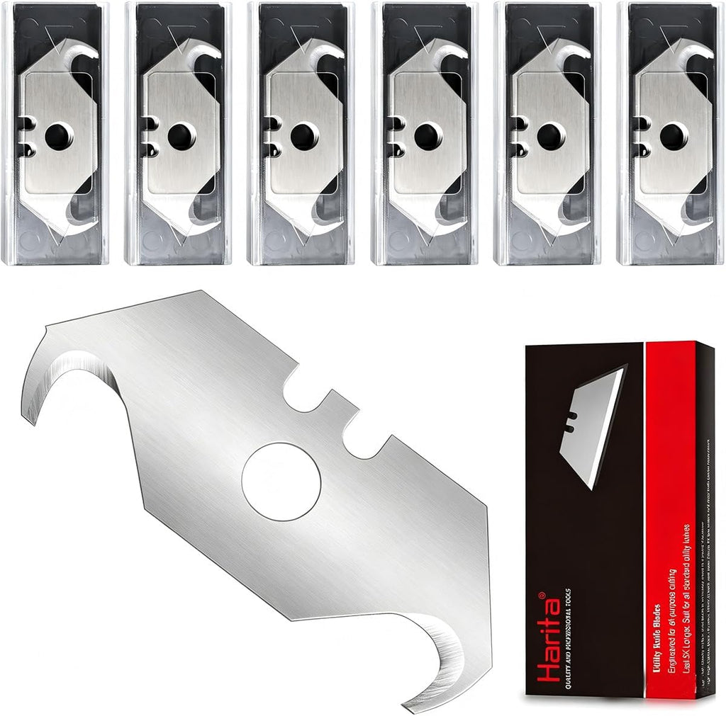 60-Pack Hook Razor Blades for Box Cutters & Utility Knives