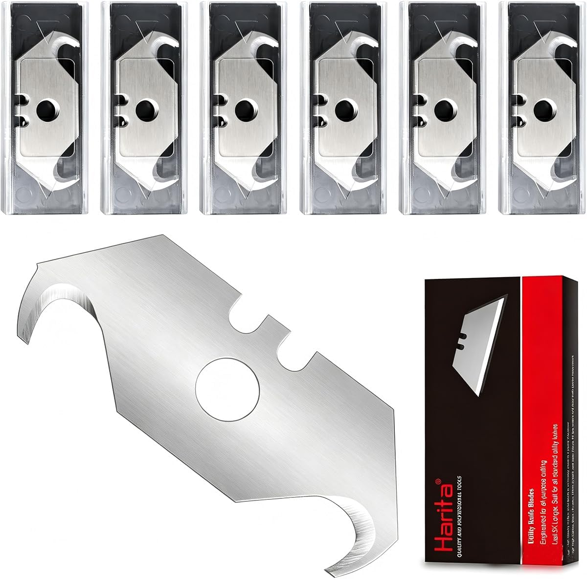60-Pack Hook Razor Blades for Box Cutters & Utility Knives