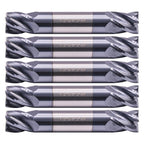 5Pcs 1/2" 4 Flute Solid Carbide Square End Mill - Double End - AlTiN Coated