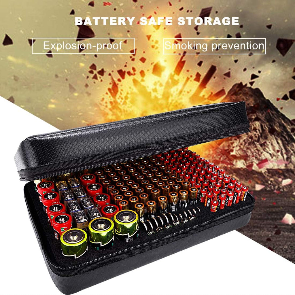 Fireproof Battery Organizer Storage Box with Tester BT-168 | Explosionproof,Protects Up to 200+ Batteries AA AAA C D