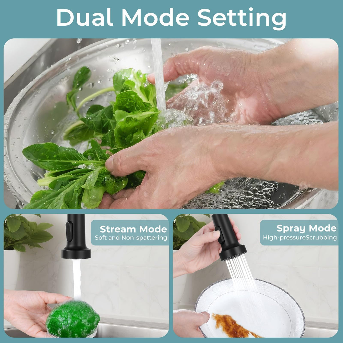Kitchen Faucet with Soap Dispenser Matte Black