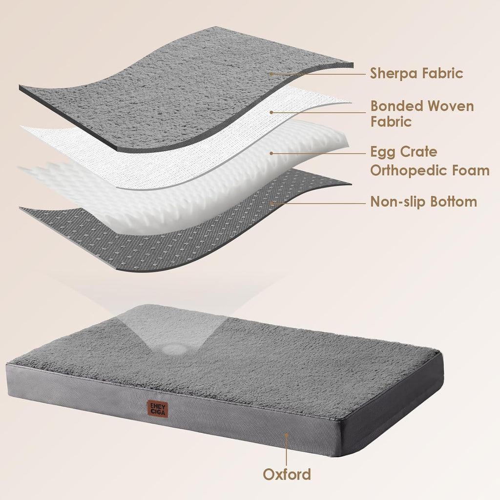 Orthopedic XL Dog Beds for Extra Large Dogs with Removable Washable Cover for Crate, Grey, 41x27