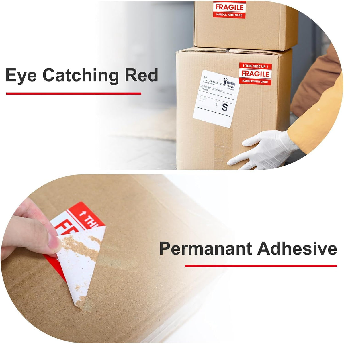 1000 Fragile Stickers 2"x3" for Shipping and Moving