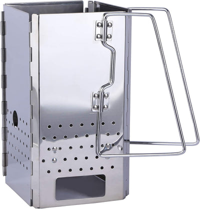 Quick Ignition Foldable Charcoal Chimney Starter, BBQ Charcoal Grill Starter and Wood Stove for Outdoor Lawn, Patio &