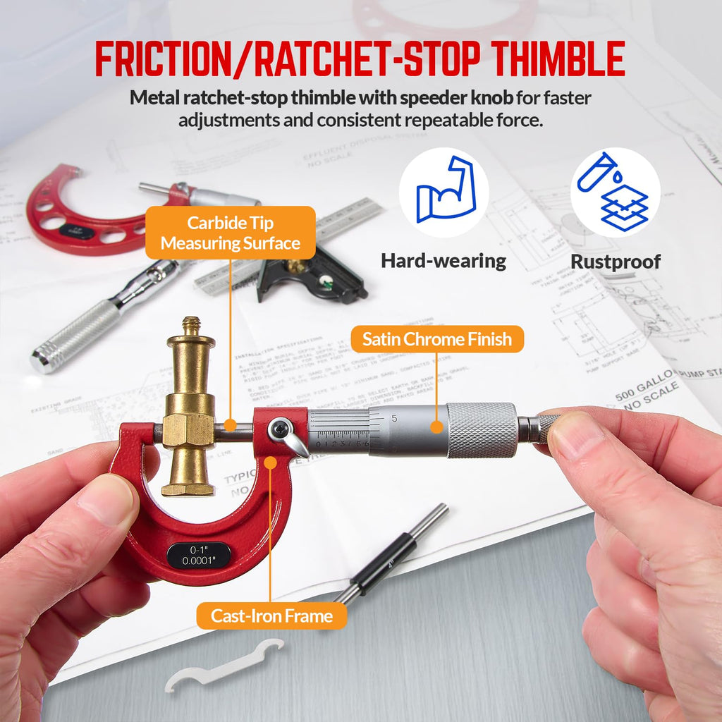 Premium Outside Micrometer Set 0-6" / 0.0001"
