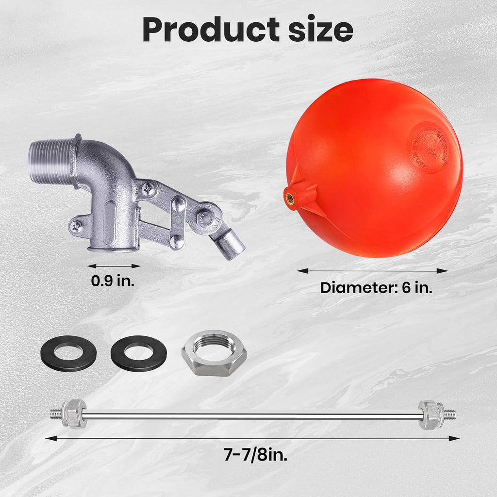 3/4" Stainless Steel Float Valve for Water Tank with 6" Float Ball