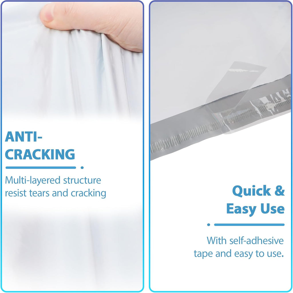 NB 9x12 Inch – 100 Pcs White Poly Mailers Strong Adhesive Self-Seal Shipping Envelopes, Tear & Water Resistant