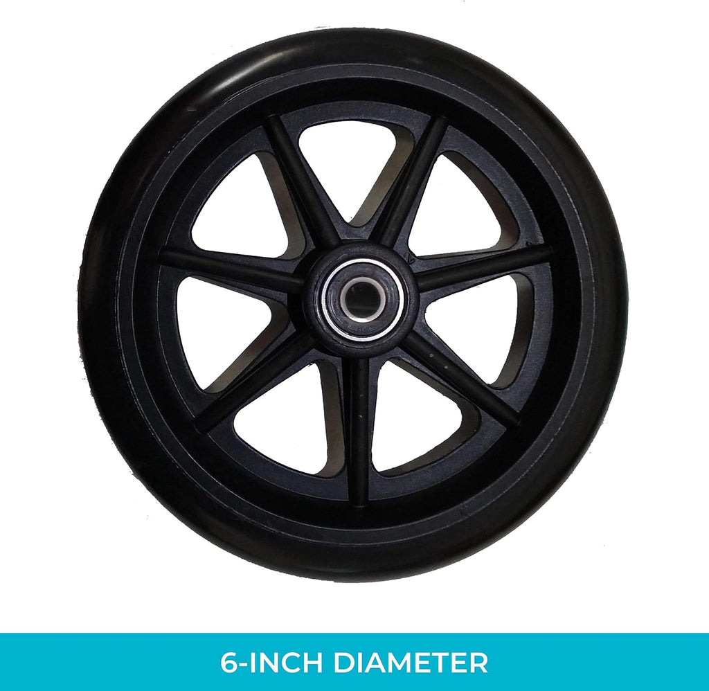 Replacement 6-inch Walker Wheels, 6 Inch Rollator-Wheels for Adults, Seniors, and Elderly, Compatible with Stander's
