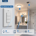 Amico 2 Pack Triple Light Switches, UL Listed 15 Amp 120/277V