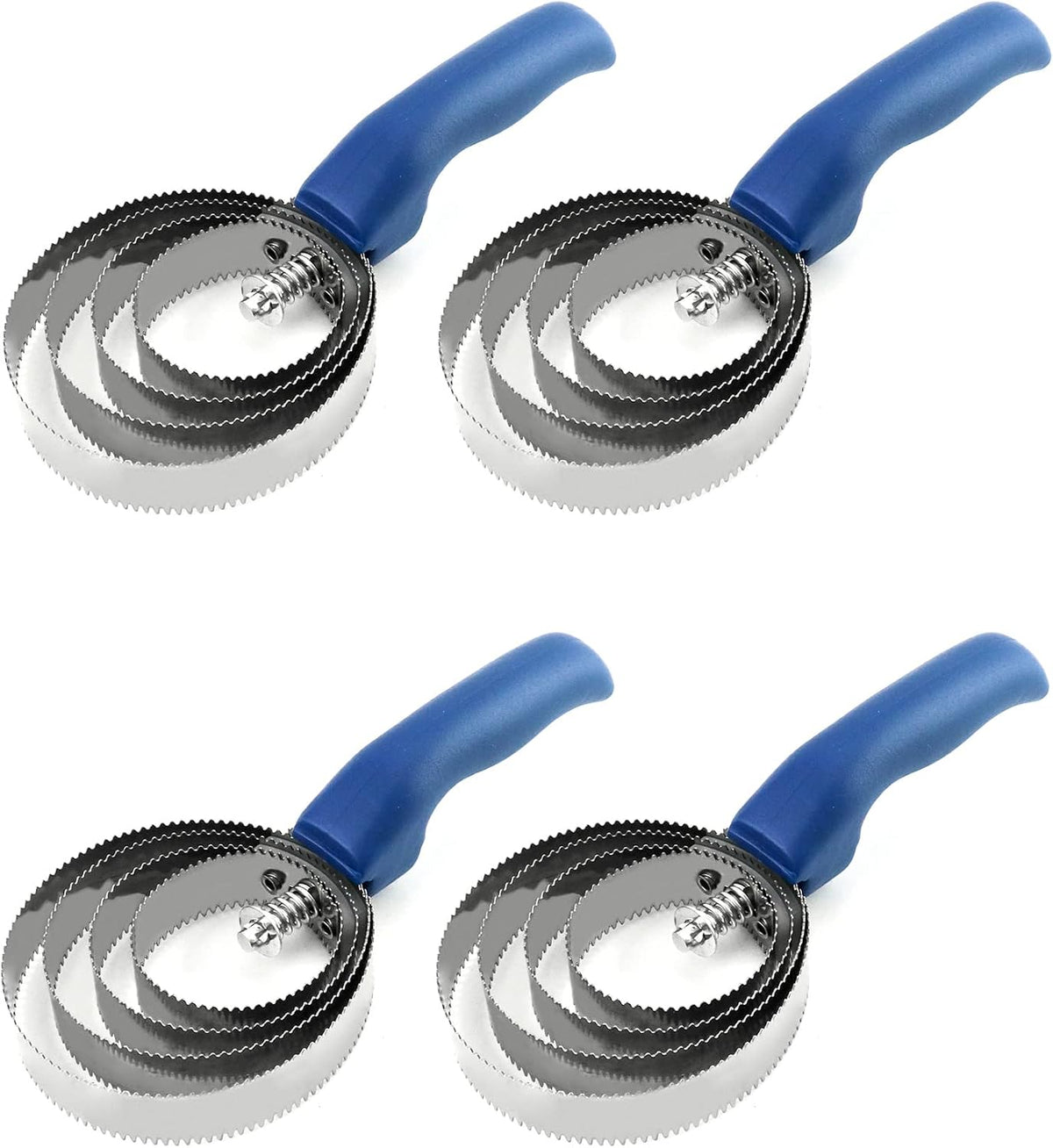 Reversible Stainless Steel Curry Comb with Soft Touch Grip, 4 Pack 4 Rings Double Sided Curry Combs