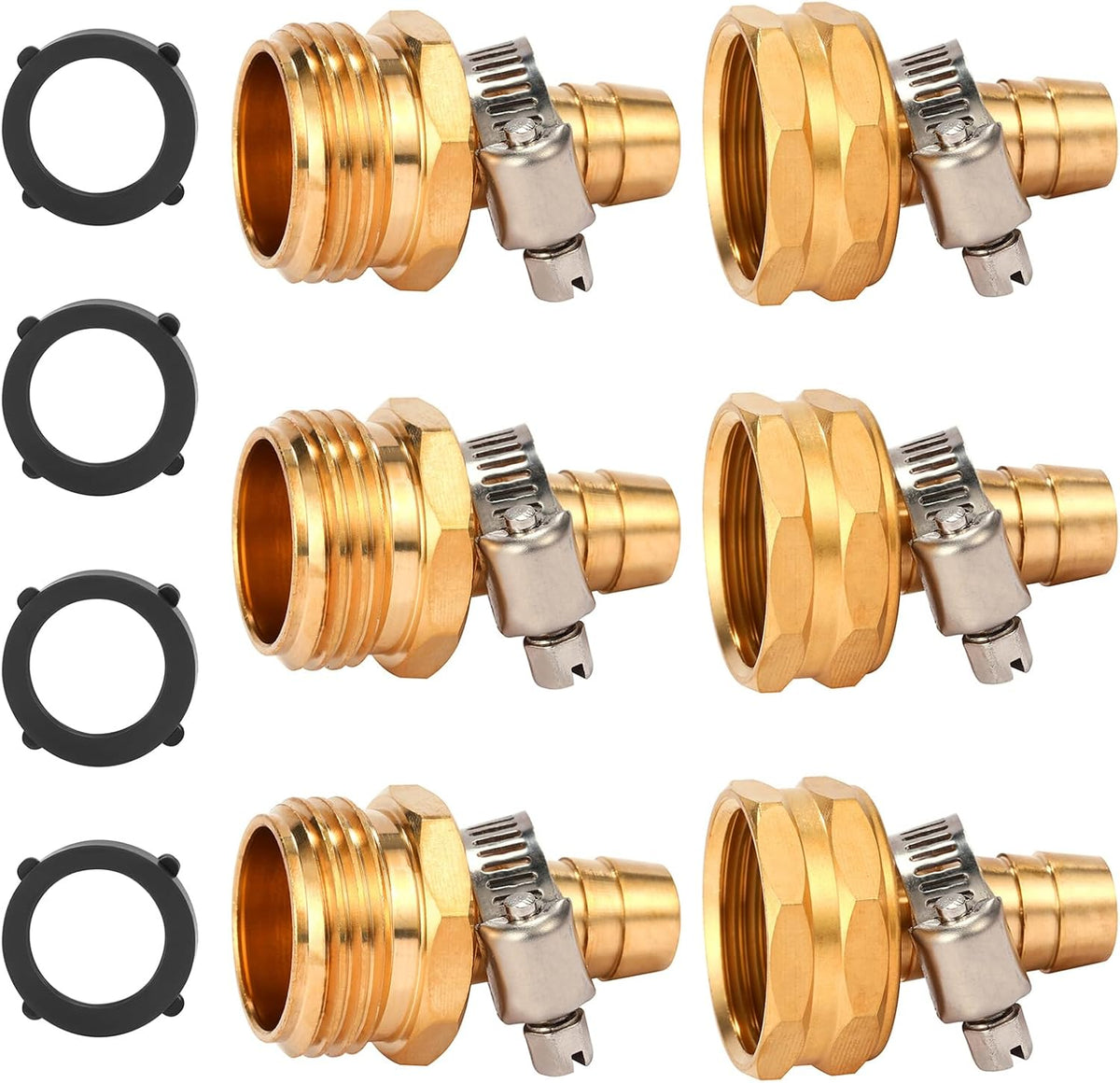 Brass Garden Hose Connector Repair Mender Kit, Fits 1/2" Water Hose Fitting