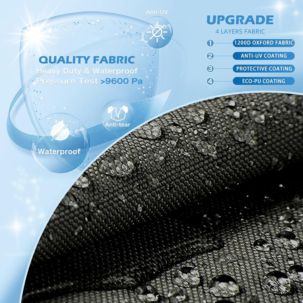 14-16FT Bass Boat Cover with Motor Cover, 1200D PU Waterproof Trailerable | Marine Grade Oxford Fabric, UV & Tear