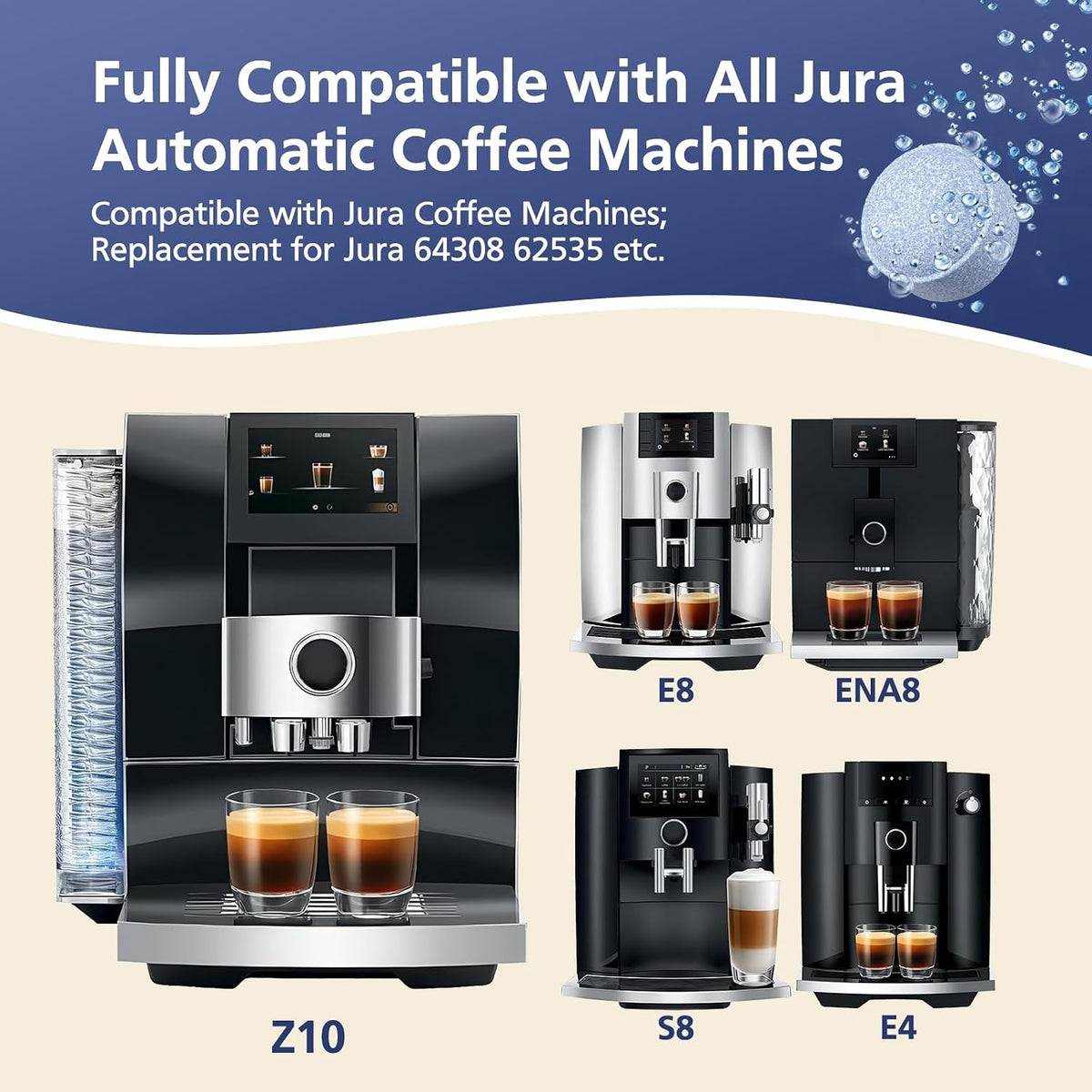 64308 Cleaning Tablet for Jura, 24 Tablets Coffee Machine Cleaning Tablet