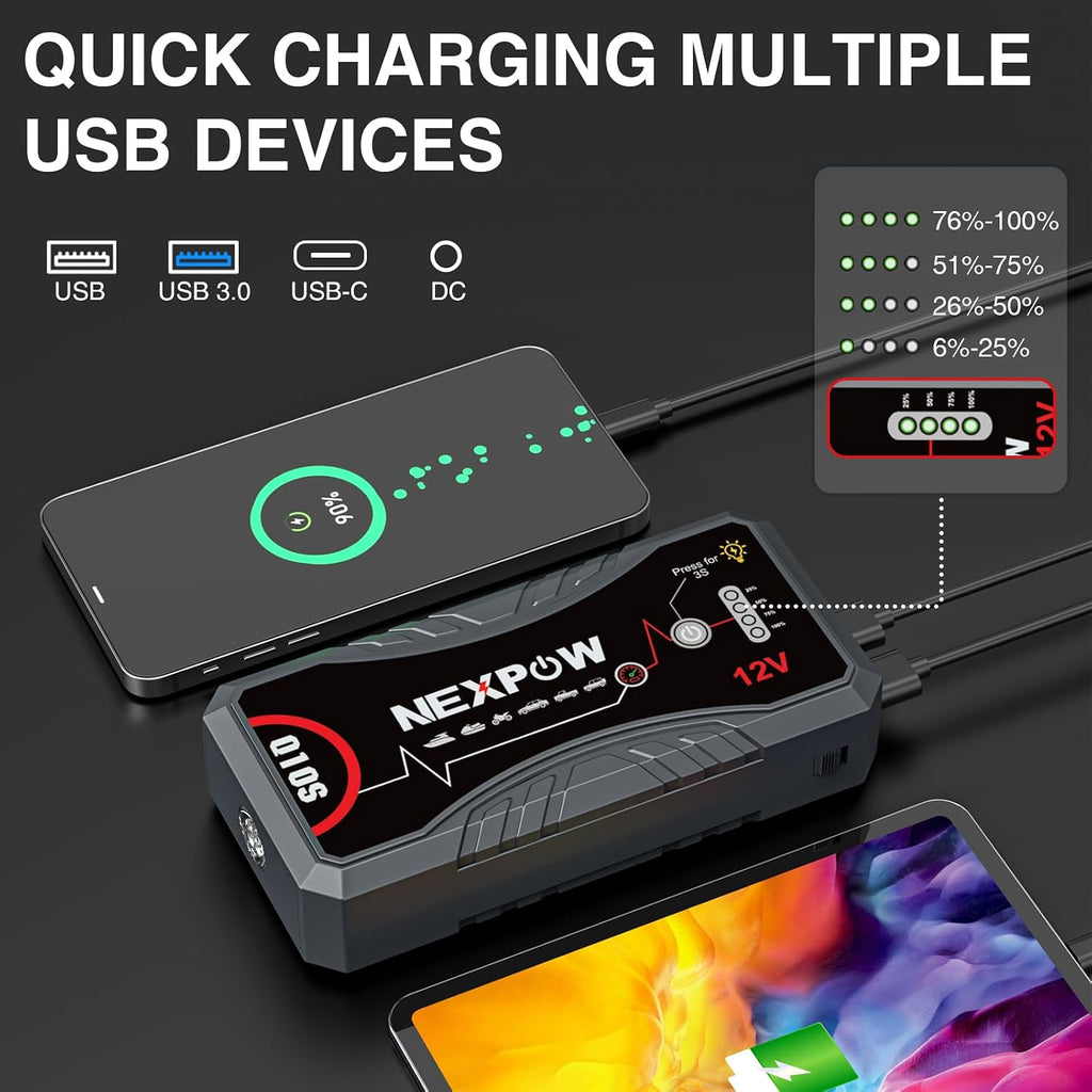 Car Jump Starter 2026 Upgraded Car Battery Jump Starter Pack