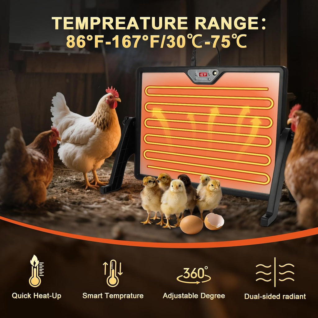 Smart 180W Chicken Coop Heater with Remote Control – Low Energy Consumption, Dual-Mode Heating for Winter Poultry &