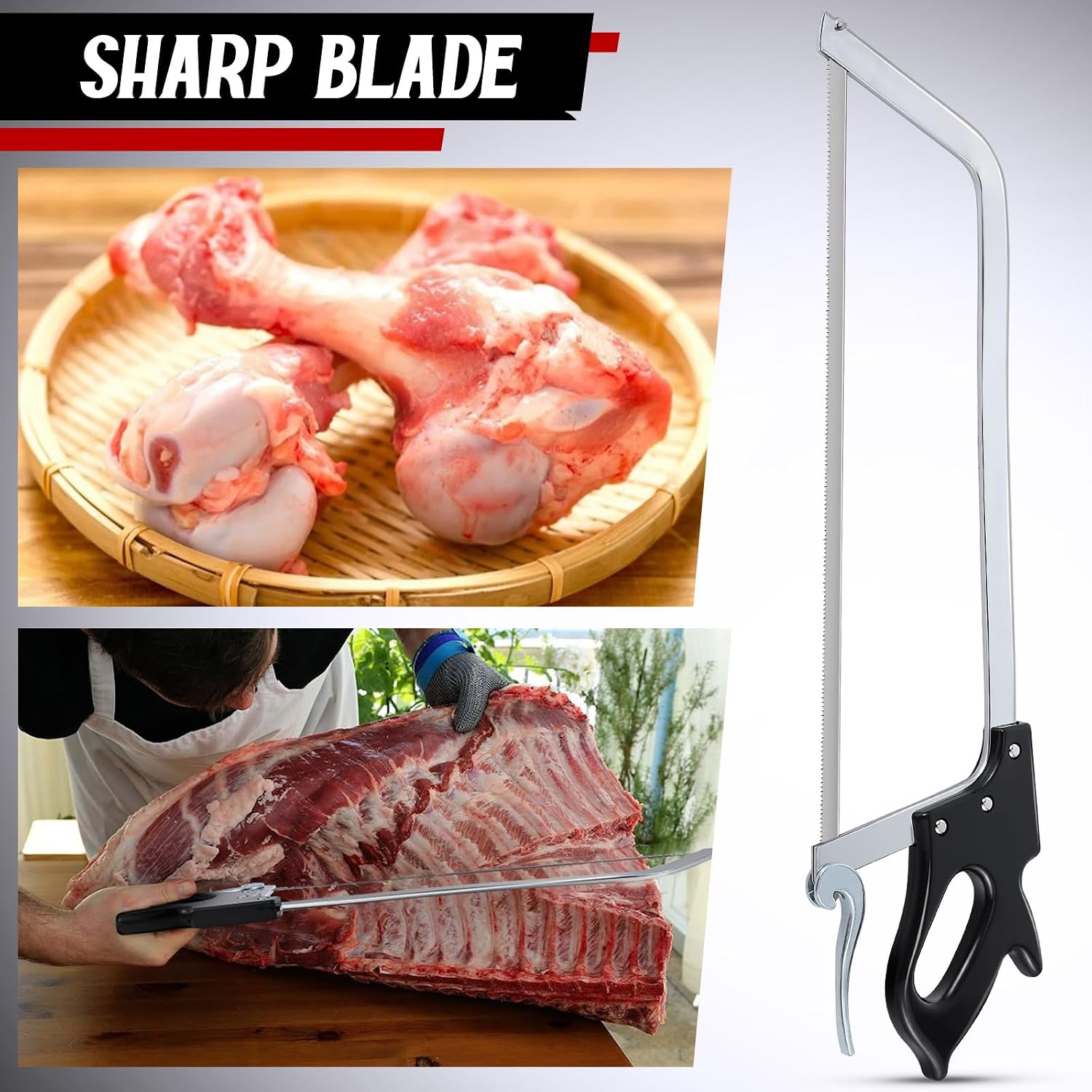 22 Inch Butcher Saw Meat Bone Cutting Stainless Steel Blade