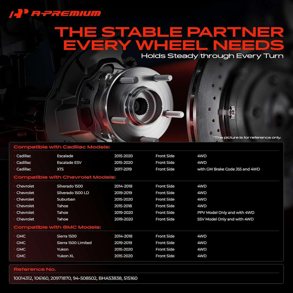 A-Premium Front Wheel Bearing Hub Assembly for Chevy Silverado 1500 14-18