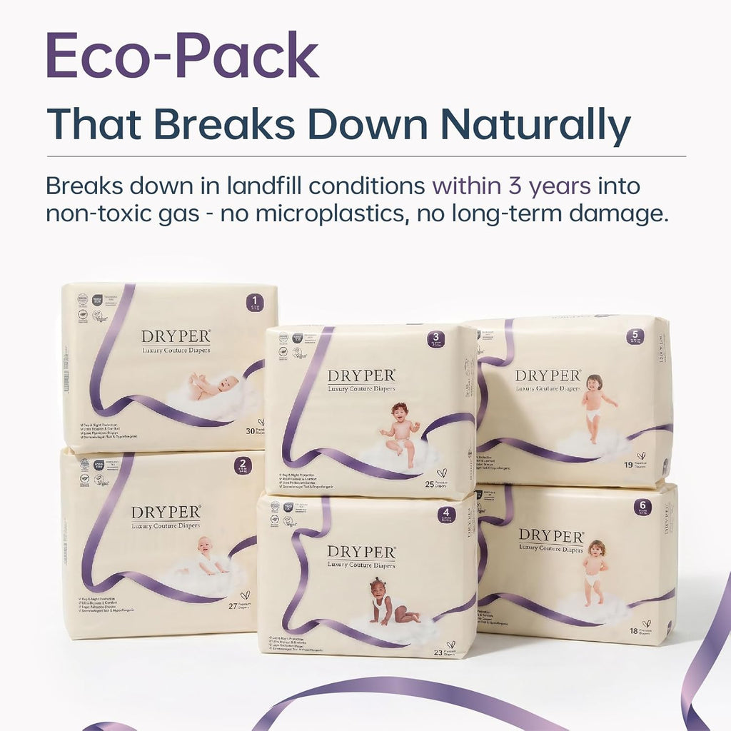 Trial Pack Baby Diapers - DRYPER Size 1 Diapers (6-11 lbs), 30 Count, Size Newborn Diapers, Hypoallergenic Disposable