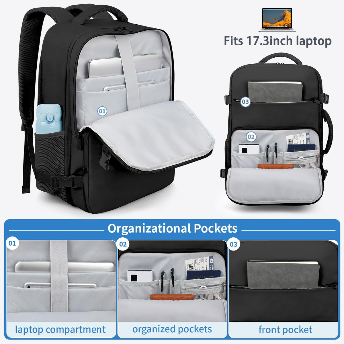 Travel Backpack for Women Men, 18 x 14 x 8 inch Carry on Backpack