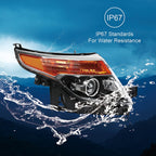 Pair Black Headlights Compatible With 2011-2015 Ford Explorer