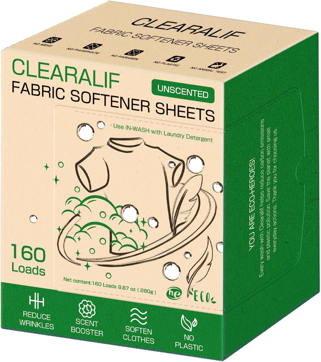 Liquidless Fabric Softener Sheets, Unscented Scent, 160 Loads
