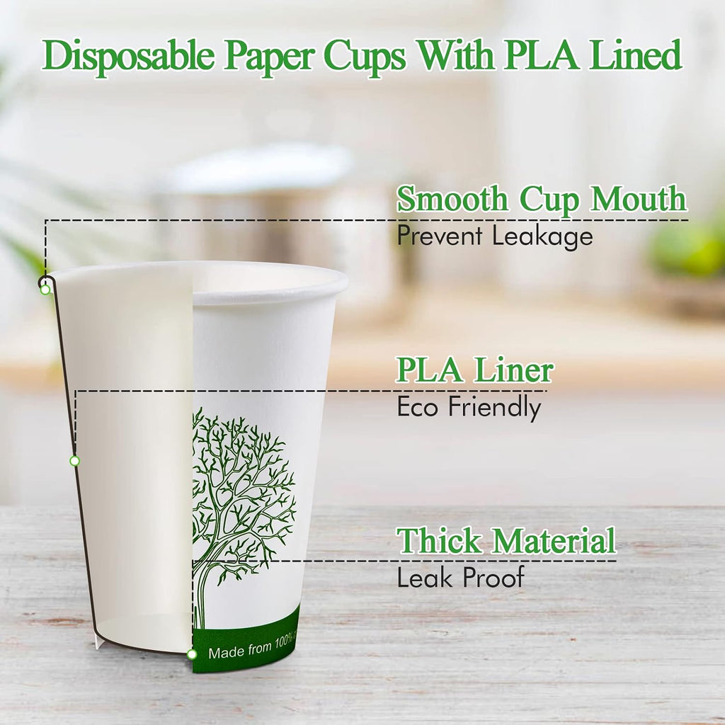 240 Count 12 oz Compostable Paper Cup, Disposable Paper Coffee Cup