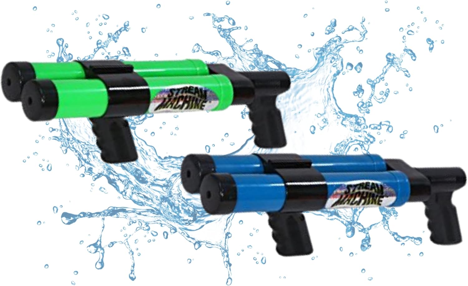 DB-1200 Pack of 2, Double Barrel Long Range Water Launcher | Color Will Vary, Water Gun, Pool Toy, Outdoor Game