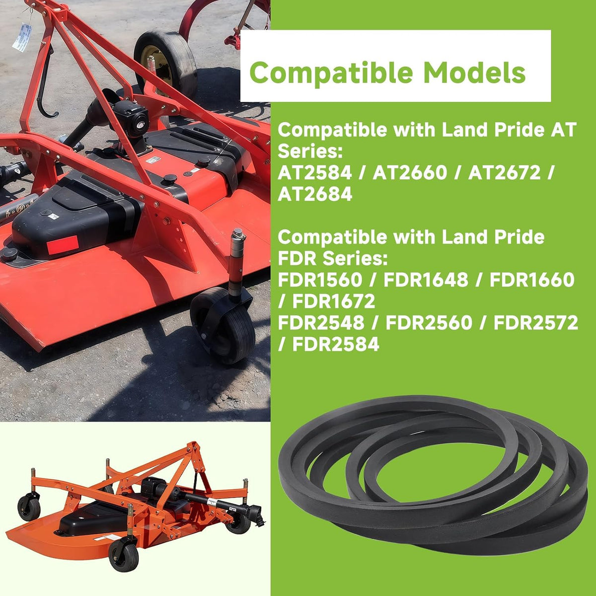 816-116C Deck Belt, 5/8" x 139", Compatible with Land Pride Mower Selected