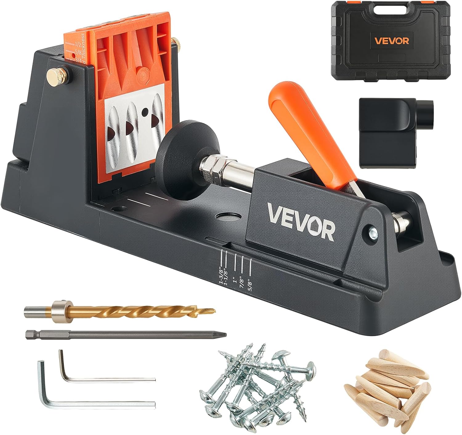 Pocket Hole Jig Kit, 1/2" to 1-1/2" Adjustable, Lightweight Jig Pocket Hole System with Dust Collection Adapter