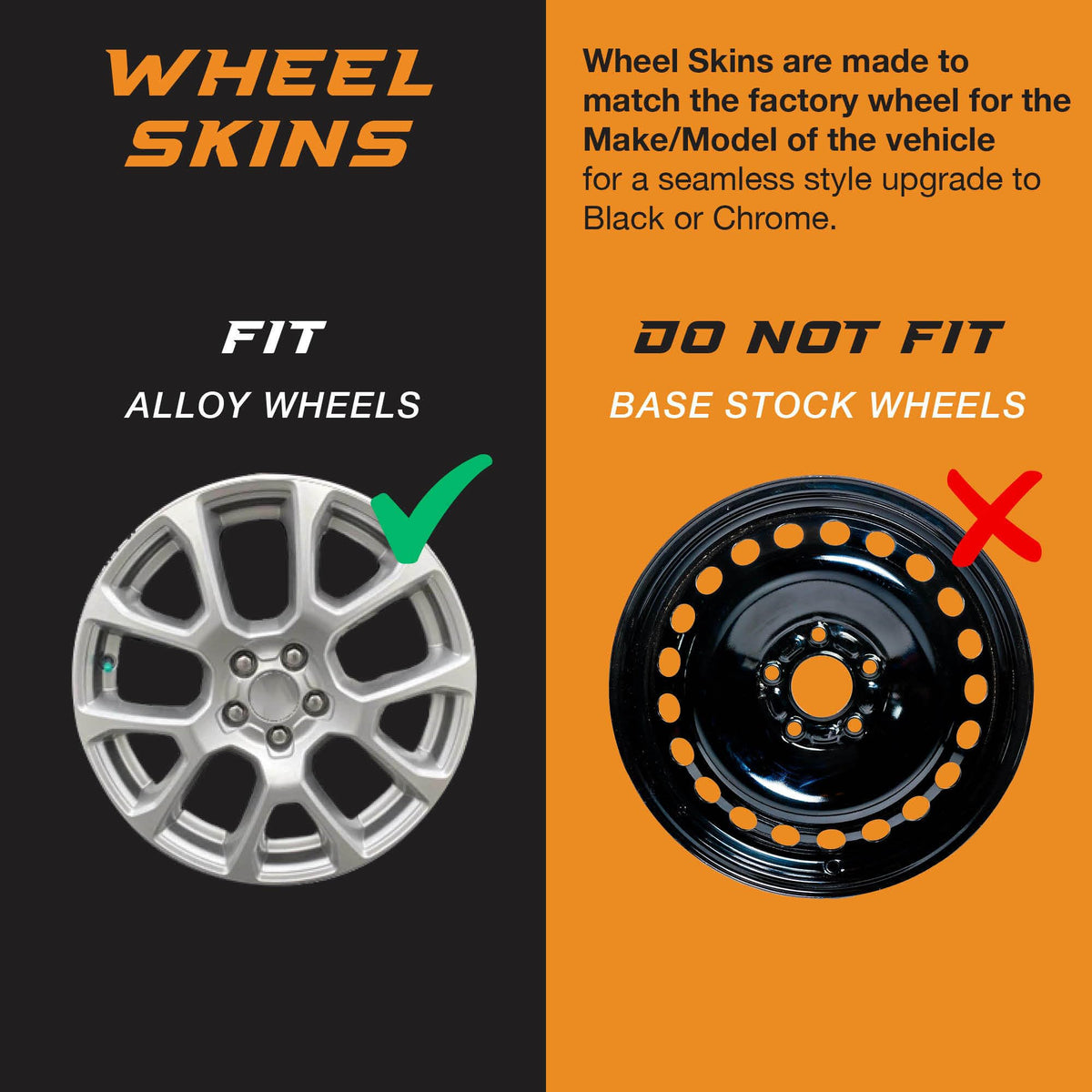 18" Gloss Black Wheel Skin Set Compatible with Chevy Silverado