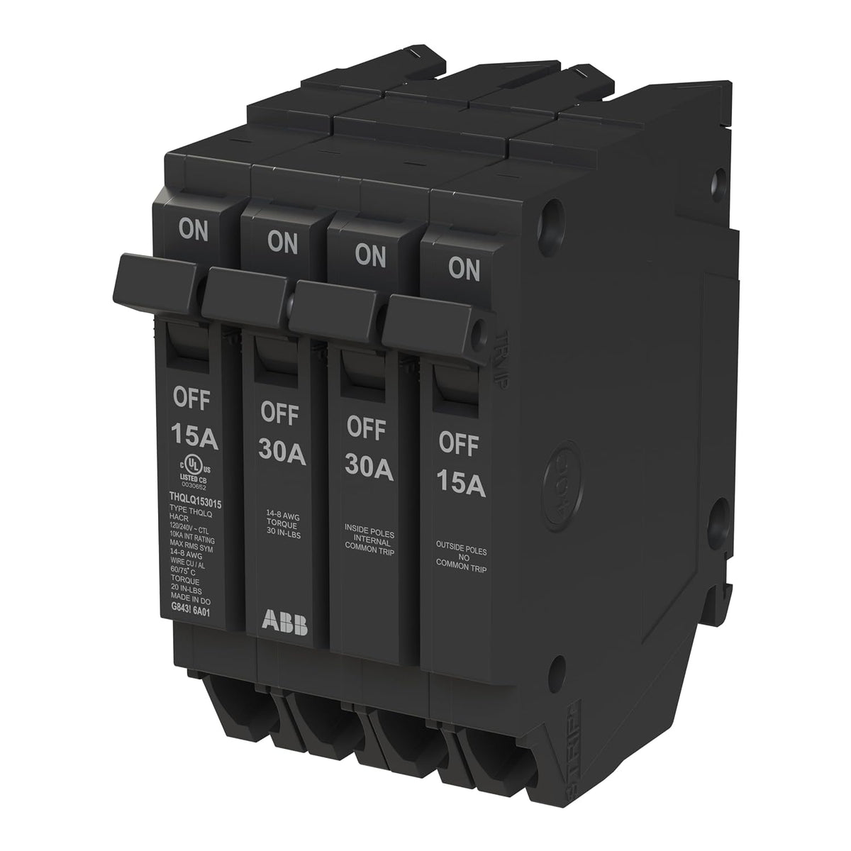 ABB Q-Line THQLQ153015 • Quad Circuit Breaker • 120/240 VAC