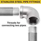 2Pcs 304 Stainless Steel 90 Degree Elbow 1/2" NPT Female x 1/2" NPT Female Threaded Pipe Fitting