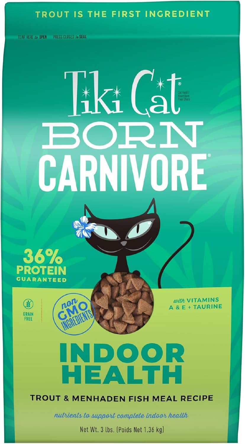 Tiki Cat Born Carnivore Dry Cat Food, Trout & Menhaden Fish, 3 lb Bag