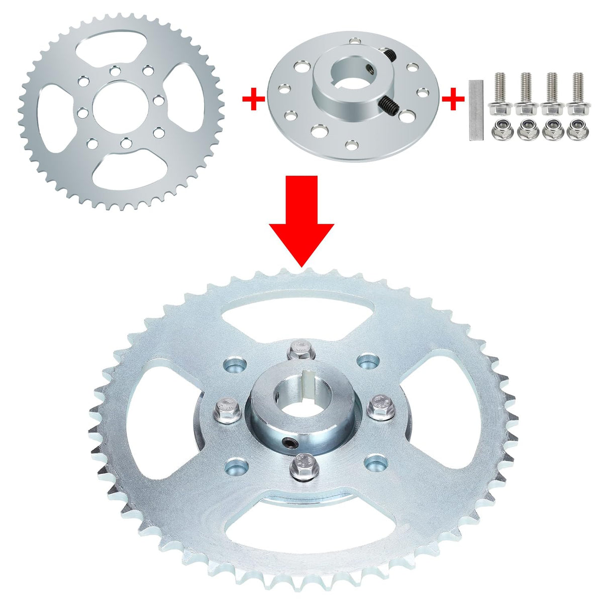 GREHUA Go Kart 40/41/420 Chain Sprocket 48 Tooth and Hub with 1" bore 1/4 Keyway Compatible with Predator 212cc 196cc 6.5HP GX160 GX200 Dune Buggy Drift Trike Heavy Duty Go Kart Cart Parts
