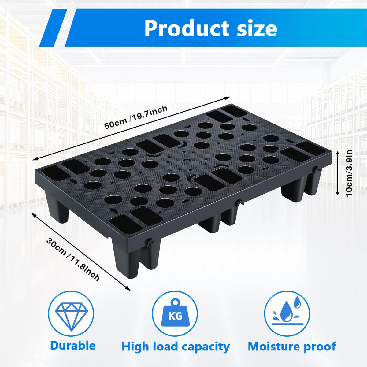 6pcs Plastic Pallets for Basement Storage Lightweight Waterproof Floor Pallets with Breathable Grids Applicable to