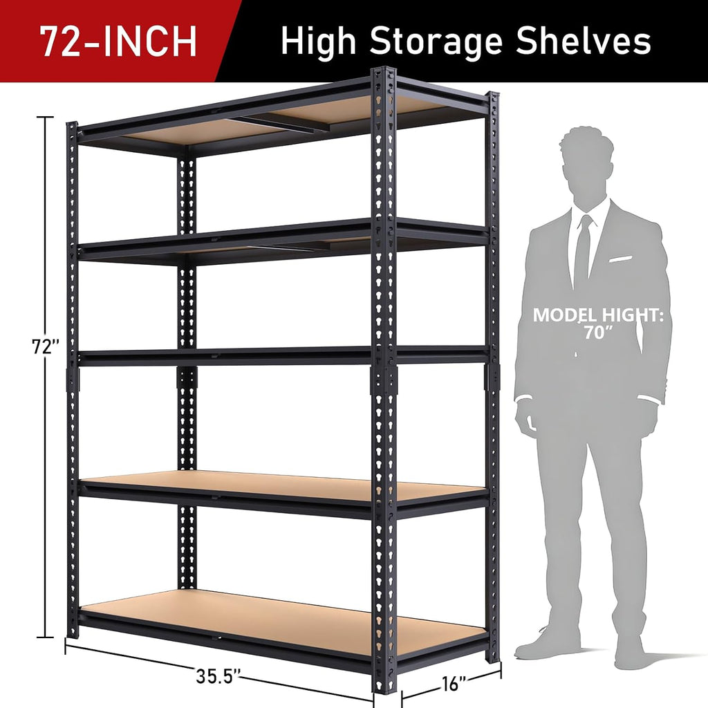 72" H Storage Shelves,Storage Shelves Heavy Duty,2400LBS Metal Shelving Units,Adjustable Garage Shelving Heavy Duty