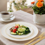 100PCS Ivory and Gold Plastic Plates 10.25″ Disposable Dinner Plate