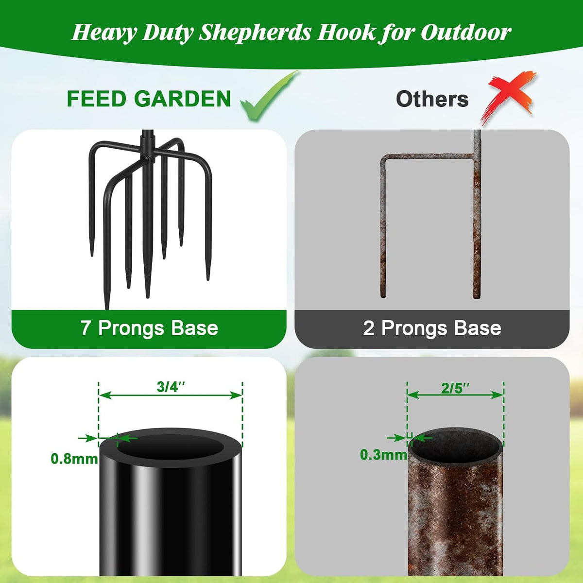 Shepards Hooks for Outdoor Bird Feeder Pole 92 Inch Adjustable Tall Heavy Duty Shepherds Hooks for Hanging Plant