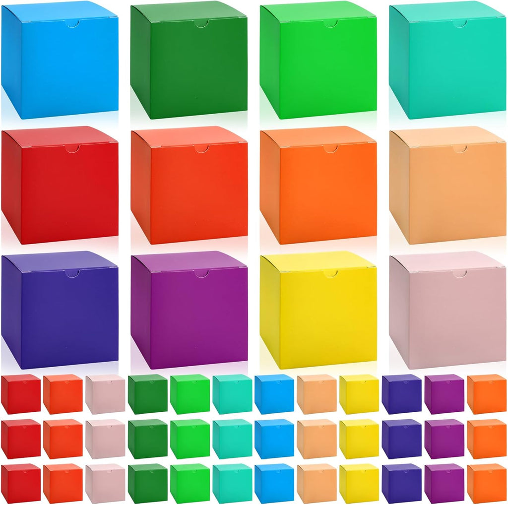 60 Pack 4x4x4 Inch Gift Boxes with Lids, 12 Colors