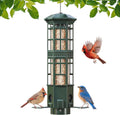 Squirrel Proof Bird Feeder, Chew-Resistant Metal Hanging Bird Feeder for Outdoors Gravity Spring Mechanism, 3 Feeding