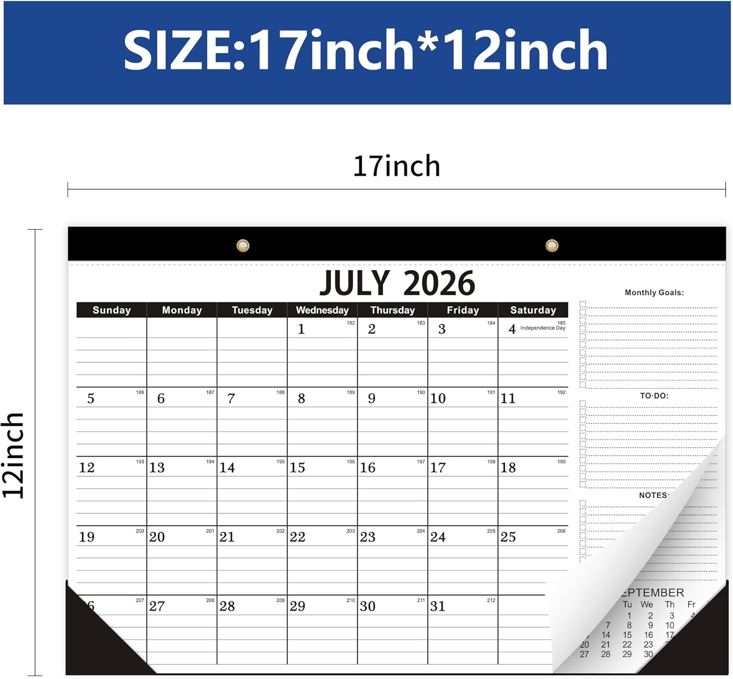 Desk Calendar 2026-2027,July 2026 to December 2027, Desk calendar 2026-2027 with to-do list,2027 Calendar 18