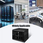 9U Wall Mount Server Cabinet IT Network Rack Enclosure Lockable Glass Door Black